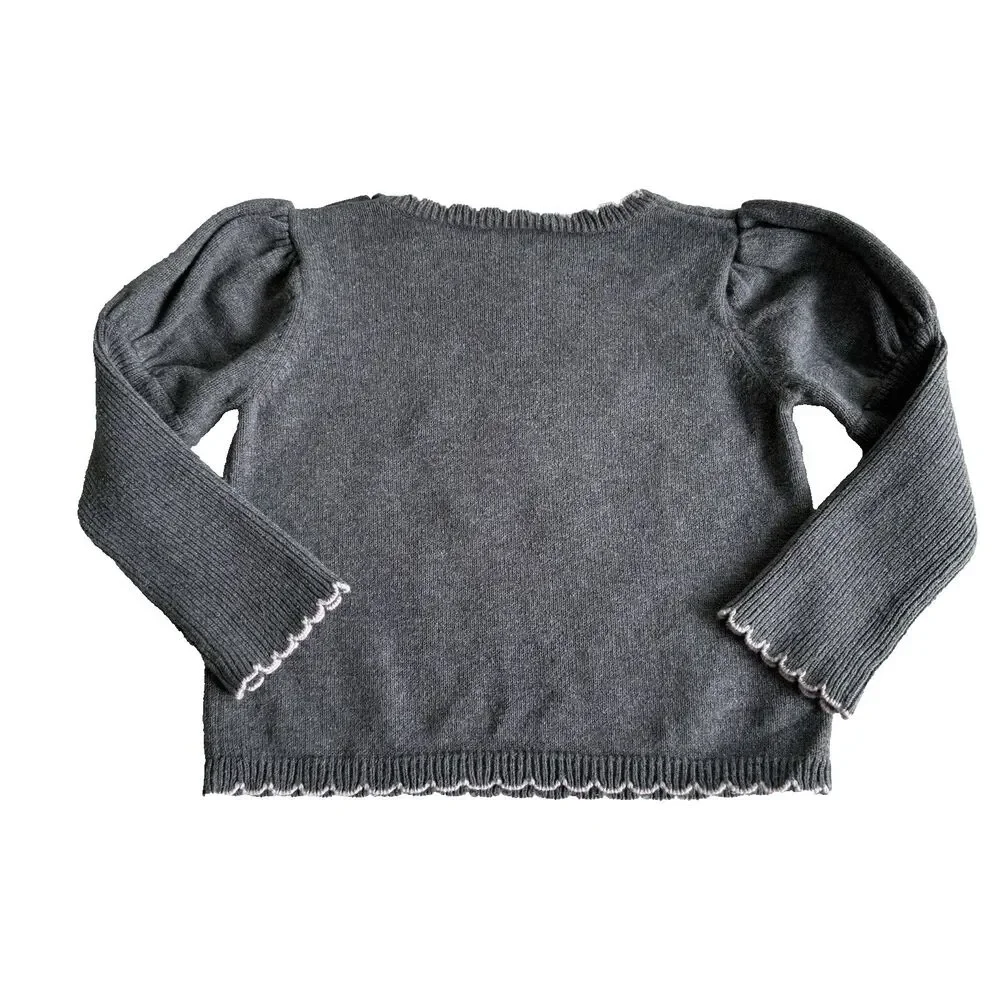 Gymboree Toddler Girl 3T Sweater Gray Poodle Dog Puff Sleeve Fuzzy Y2K Vintage